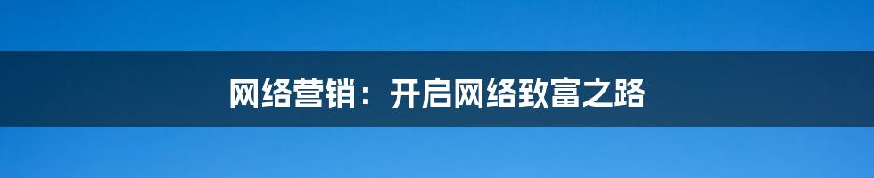 网络营销：开启网络致富之路