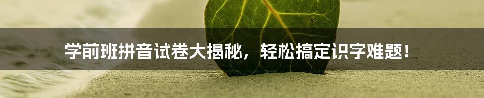 学前班拼音试卷大揭秘，轻松搞定识字难题！