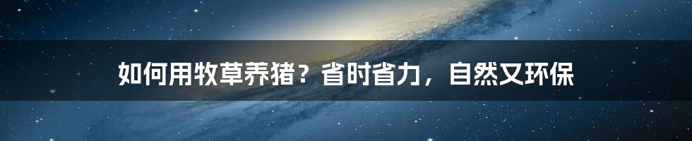 如何用牧草养猪？省时省力，自然又环保