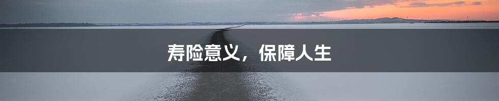 寿险意义，保障人生