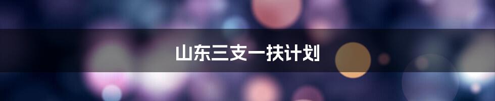 山东三支一扶计划