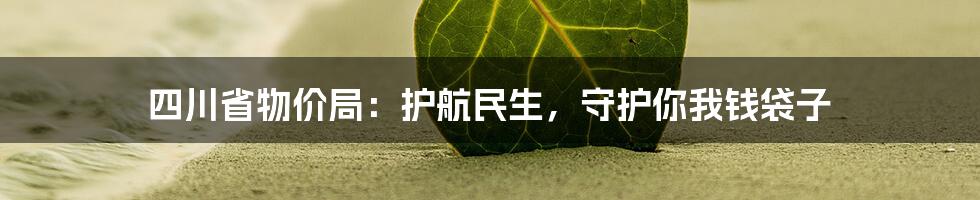 四川省物价局：护航民生，守护你我钱袋子