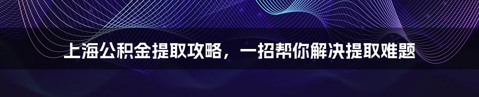 上海公积金提取攻略，一招帮你解决提取难题