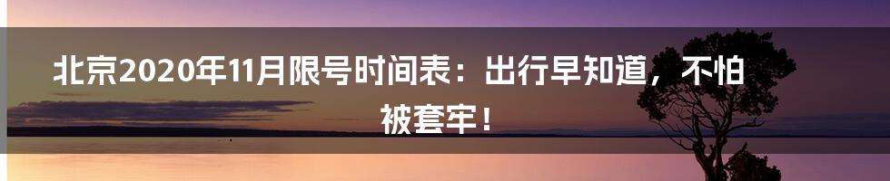 北京2020年11月限号时间表：出行早知道，不怕被套牢！