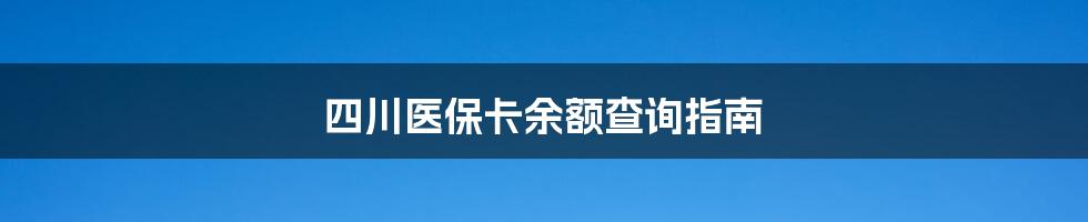 四川医保卡余额查询指南