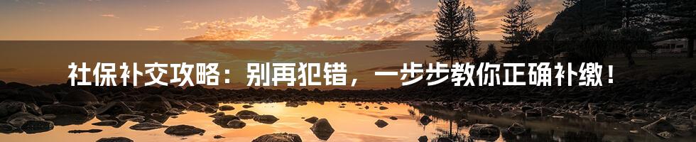 社保补交攻略：别再犯错，一步步教你正确补缴！