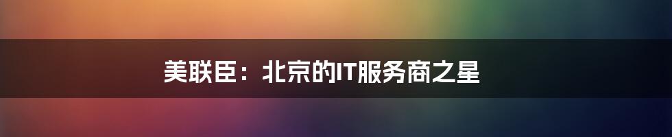 美联臣：北京的IT服务商之星