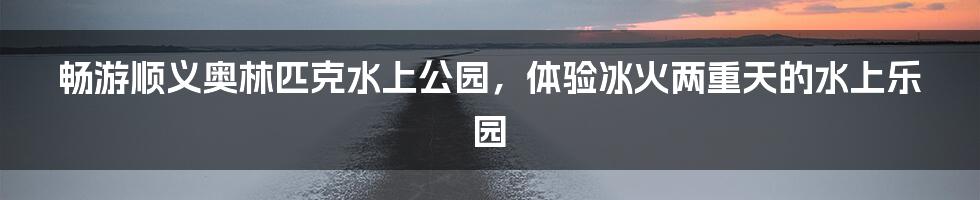 畅游顺义奥林匹克水上公园，体验冰火两重天的水上乐园