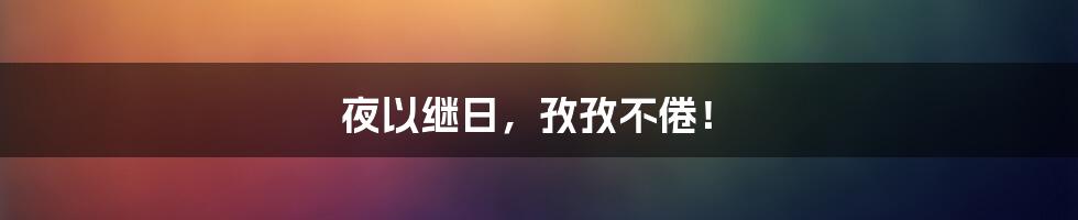 夜以继日，孜孜不倦！