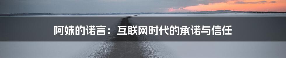 阿妹的诺言：互联网时代的承诺与信任