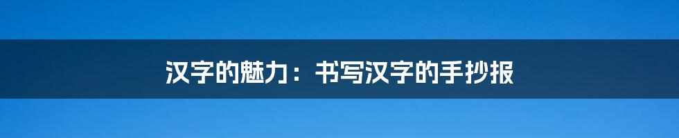 汉字的魅力：书写汉字的手抄报