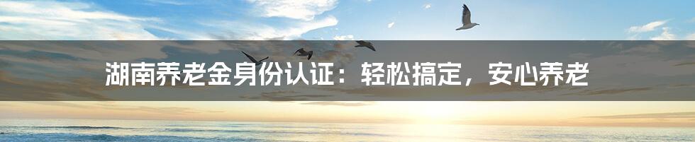 湖南养老金身份认证：轻松搞定，安心养老