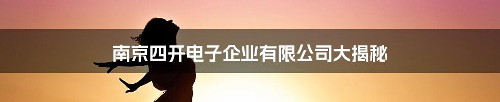 南京四开电子企业有限公司大揭秘