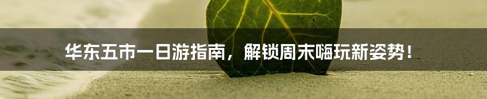 华东五市一日游指南，解锁周末嗨玩新姿势！