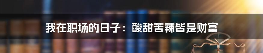 我在职场的日子：酸甜苦辣皆是财富