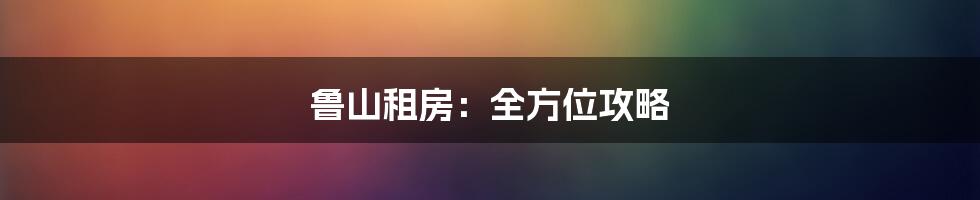 鲁山租房：全方位攻略