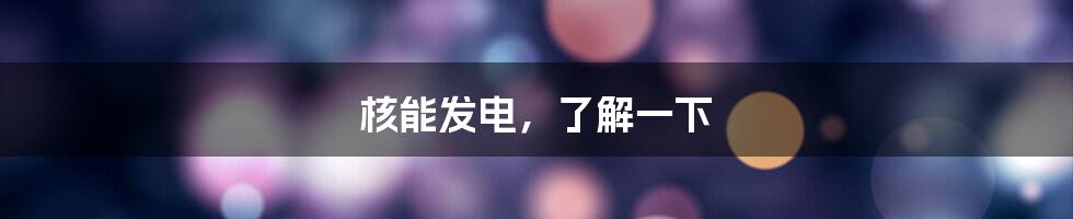 核能发电，了解一下