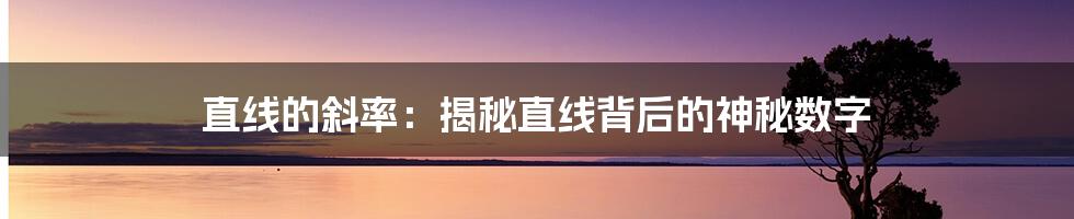 直线的斜率：揭秘直线背后的神秘数字