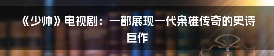 《少帅》电视剧：一部展现一代枭雄传奇的史诗巨作