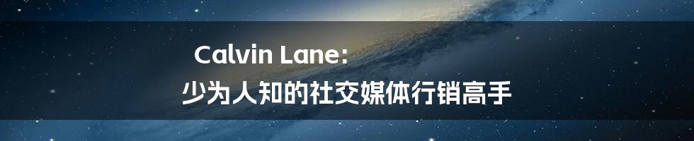 Calvin Lane: 少为人知的社交媒体行销高手