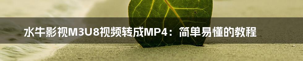 水牛影视M3U8视频转成MP4：简单易懂的教程