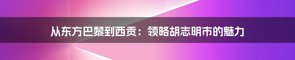 从东方巴黎到西贡：领略胡志明市的魅力