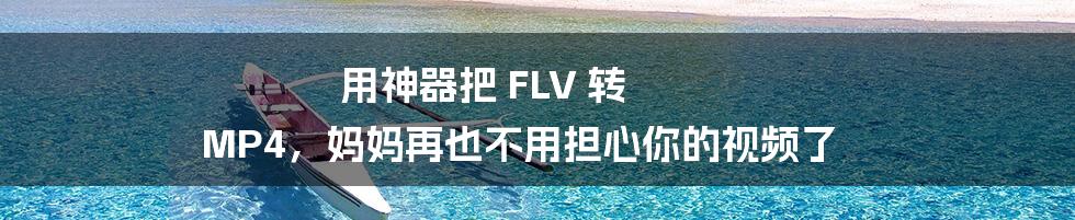 用神器把 FLV 转 MP4，妈妈再也不用担心你的视频了