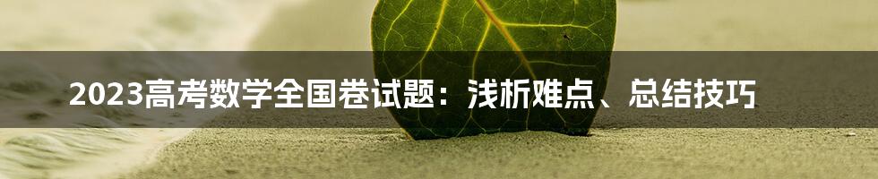 2023高考数学全国卷试题：浅析难点、总结技巧