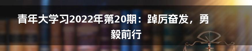 青年大学习2022年第20期：踔厉奋发，勇毅前行