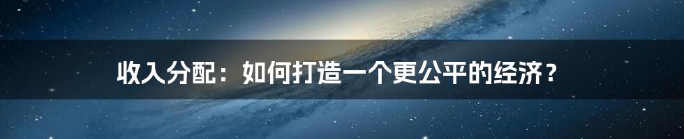 收入分配：如何打造一个更公平的经济？