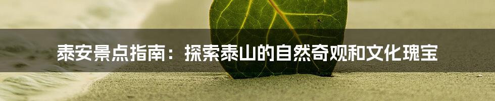 泰安景点指南：探索泰山的自然奇观和文化瑰宝