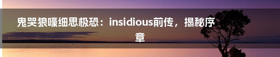 鬼哭狼嚎细思极恐：insidious前传，揭秘序章