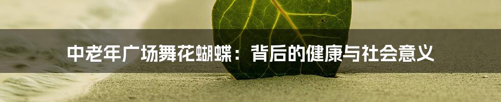 中老年广场舞花蝴蝶：背后的健康与社会意义