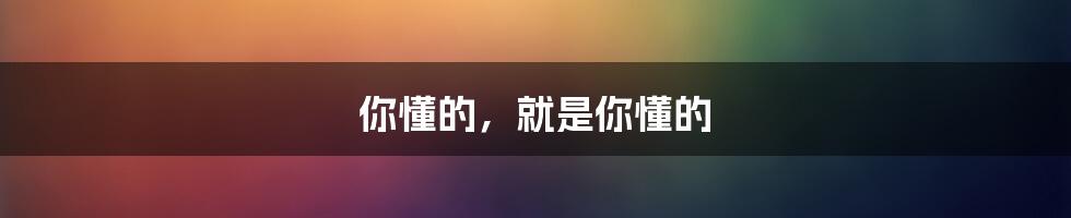 你懂的，就是你懂的