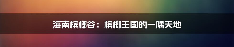 海南槟榔谷：槟榔王国的一隅天地