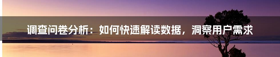 调查问卷分析：如何快速解读数据，洞察用户需求