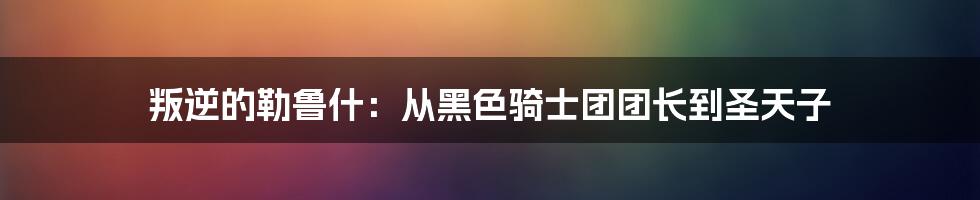 叛逆的勒鲁什：从黑色骑士团团长到圣天子