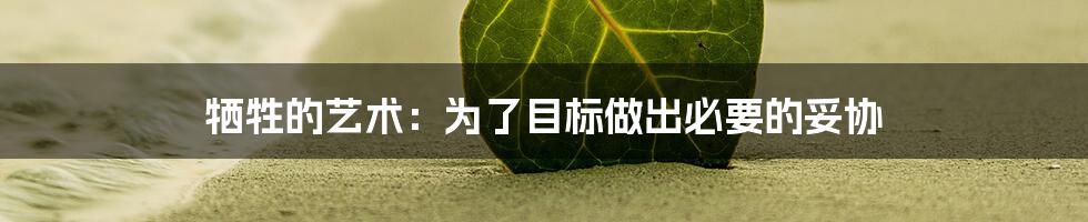 牺牲的艺术：为了目标做出必要的妥协