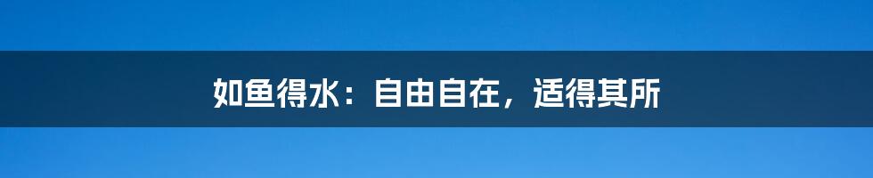 如鱼得水：自由自在，适得其所