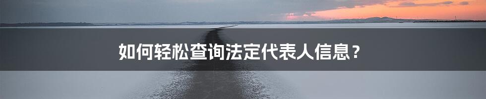 如何轻松查询法定代表人信息？