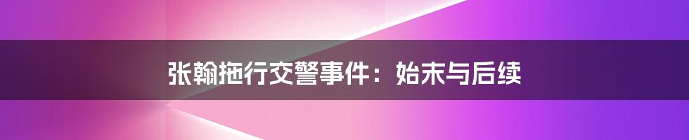 张翰拖行交警事件：始末与后续