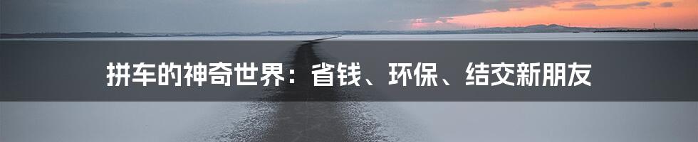 拼车的神奇世界：省钱、环保、结交新朋友