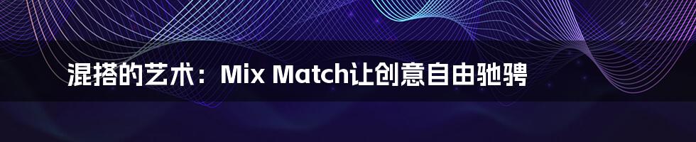 混搭的艺术：Mix Match让创意自由驰骋