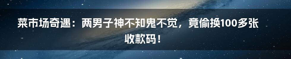 菜市场奇遇：两男子神不知鬼不觉，竟偷换100多张收款码！