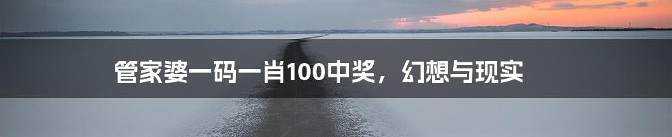 管家婆一码一肖100中奖，幻想与现实