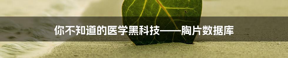 你不知道的医学黑科技——胸片数据库