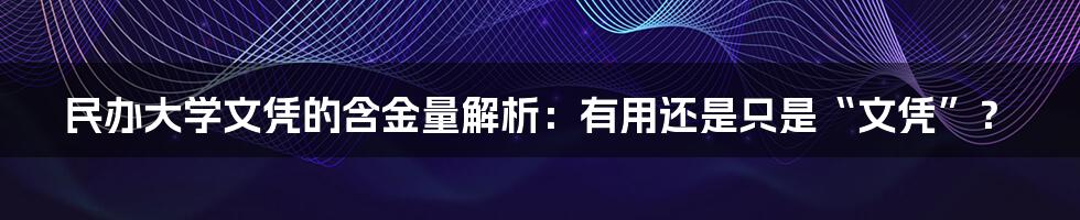 民办大学文凭的含金量解析：有用还是只是“文凭”？