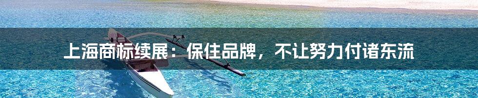 上海商标续展：保住品牌，不让努力付诸东流