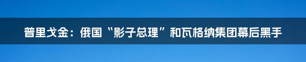 普里戈金：俄国“影子总理”和瓦格纳集团幕后黑手