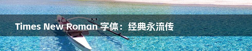 Times New Roman 字体：经典永流传